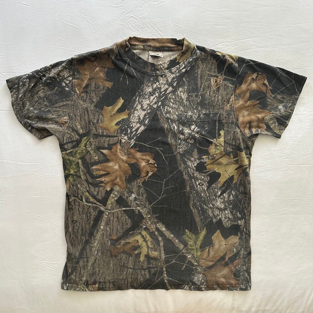 Vintage 90s Mossy Oak Camouflage Pocket T-Shirt | Men's Large